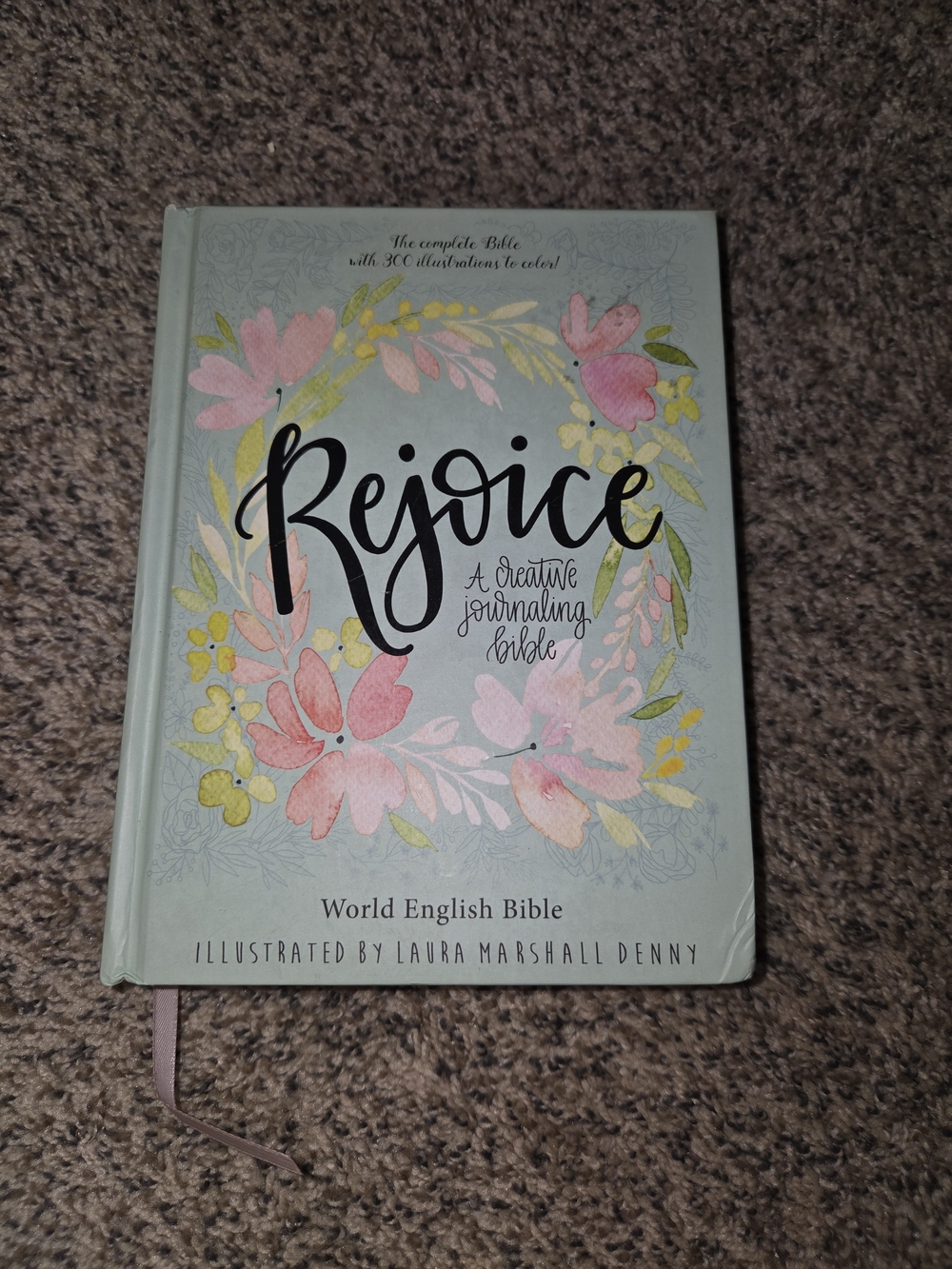Rejoice Floral Creative Journaling Bible - Pastel Mint with Pink Flowers